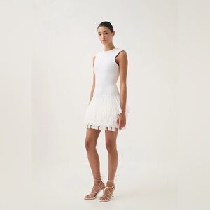 Aje Rushes Raffia Knit Mini Dress